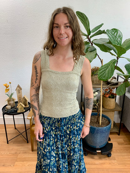Two Toned Oatmeal Jacquard Tank