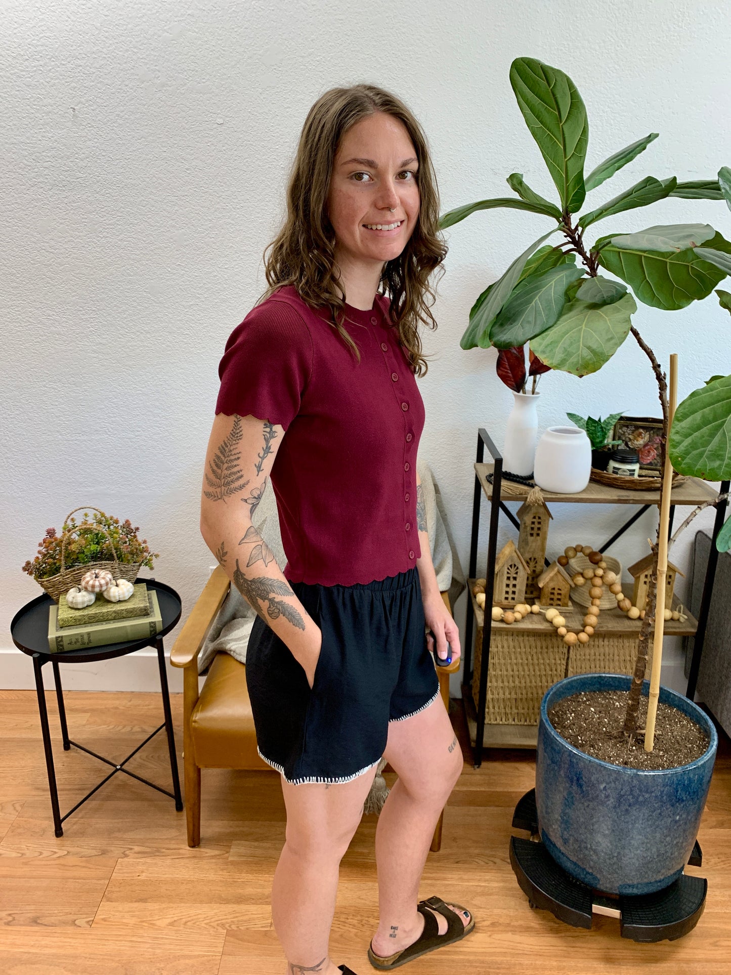 Black Edge Stitch Shorts
