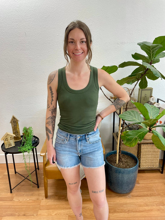 Mica Bismarck Raw Hem Shorts