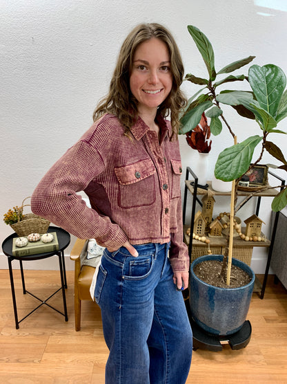Washed Burgundy Cropped Jacket