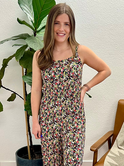 Black Floral Cami Jumpsuit