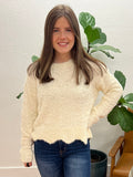 Ivory Scallop Hem Soft Touch Sweater