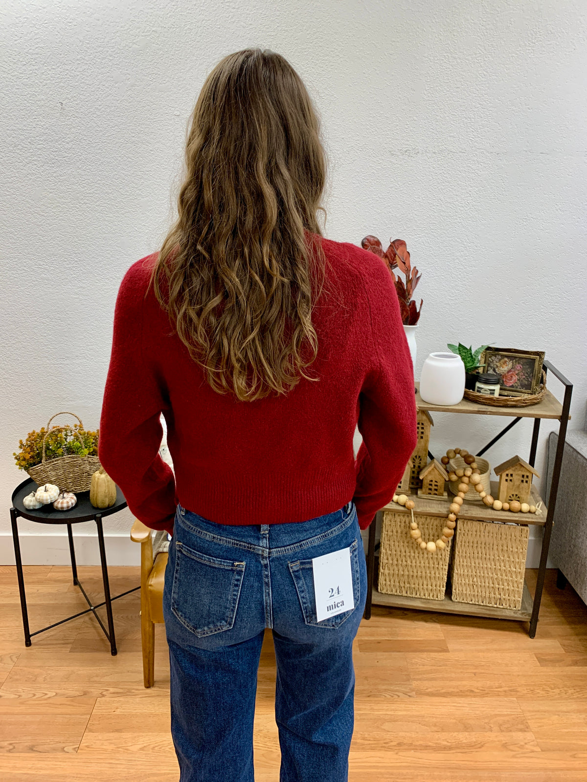 Burgundy Round Neck Cardigan