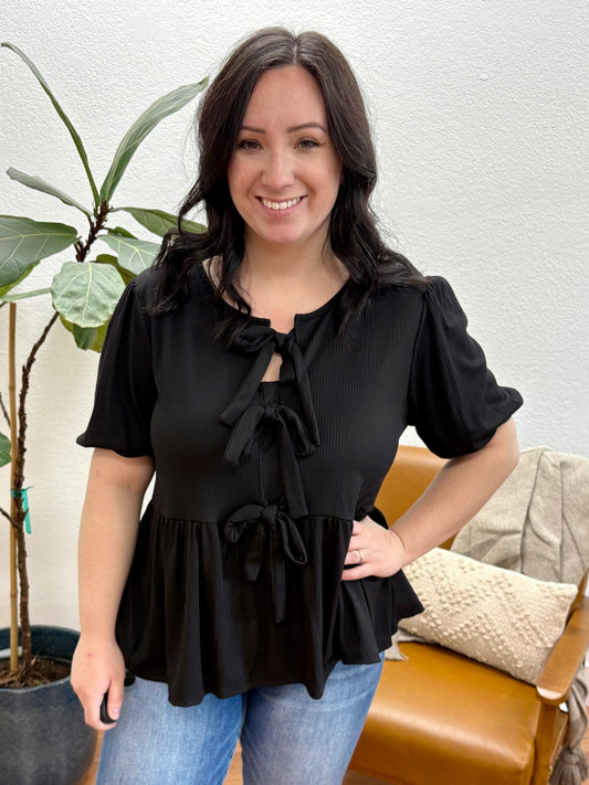 Black Babydoll Rib Top