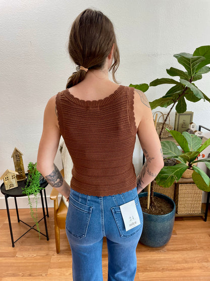 Brown Scalloped Knit Vest