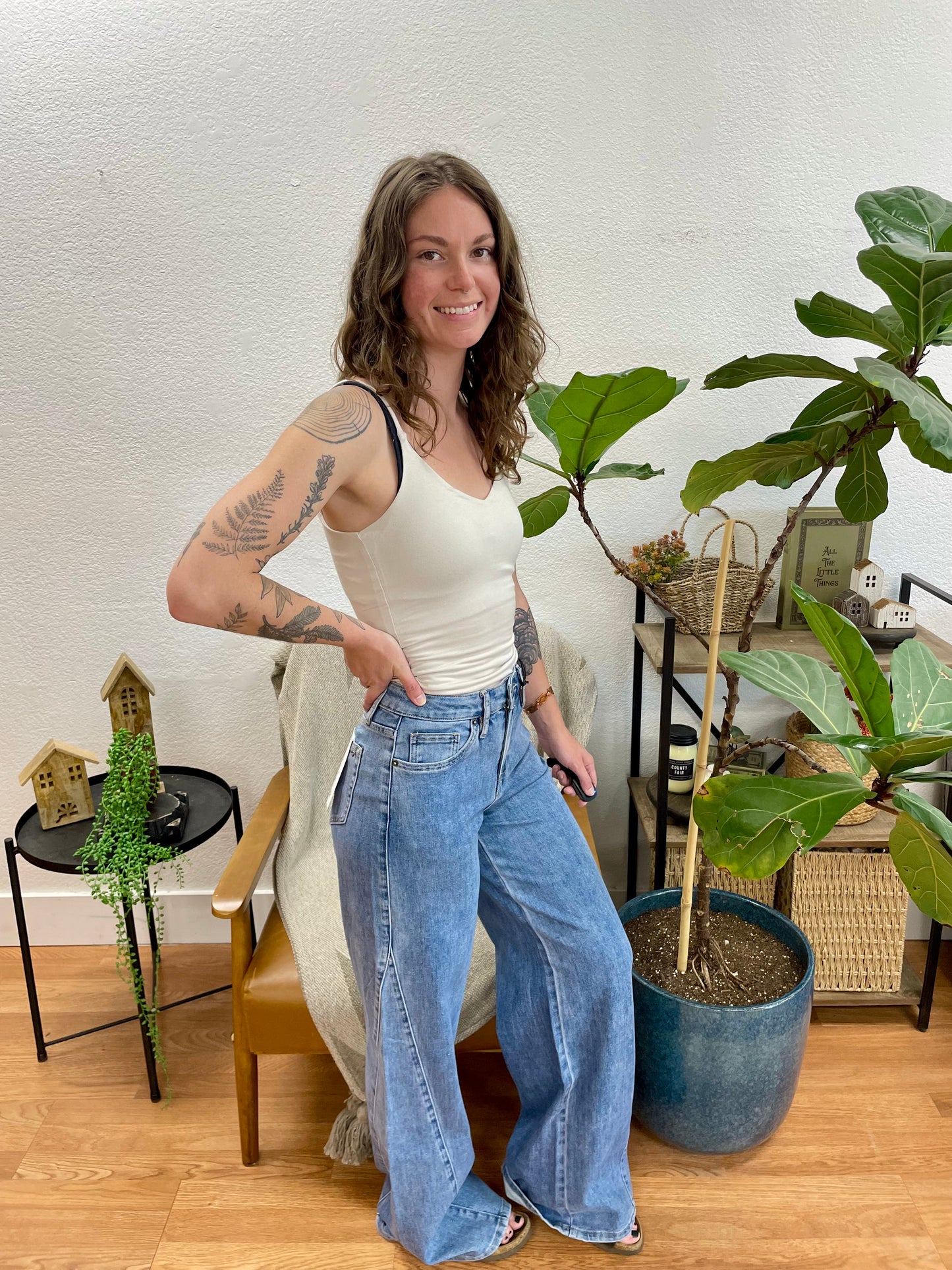Mica High Rise Wide Leg Seamed Jeans