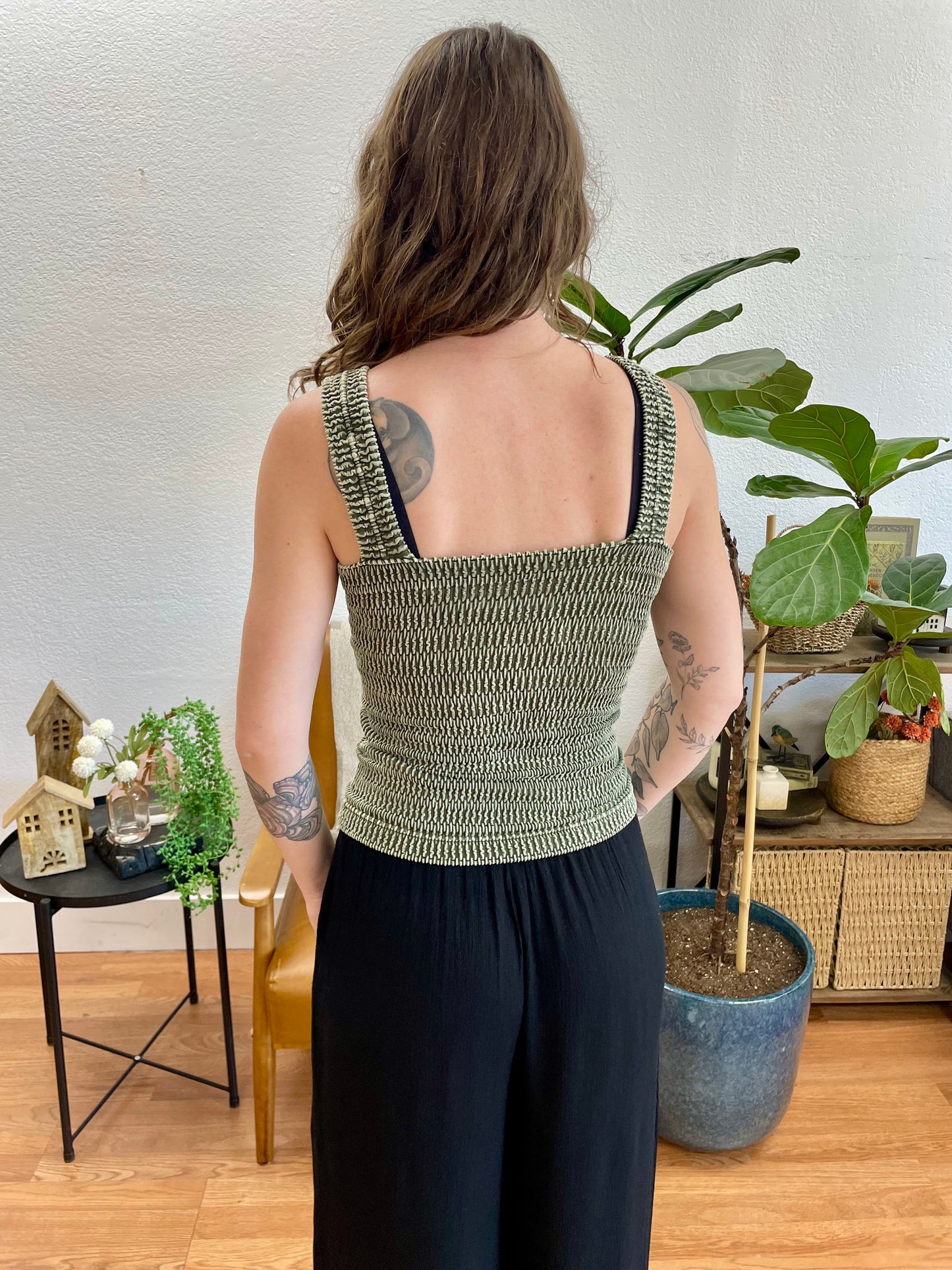 Olive Stone Washed Tank