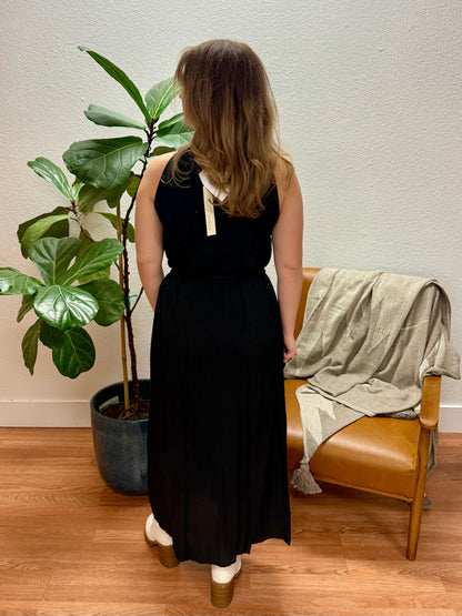 Black Self Tie Maxi Dress