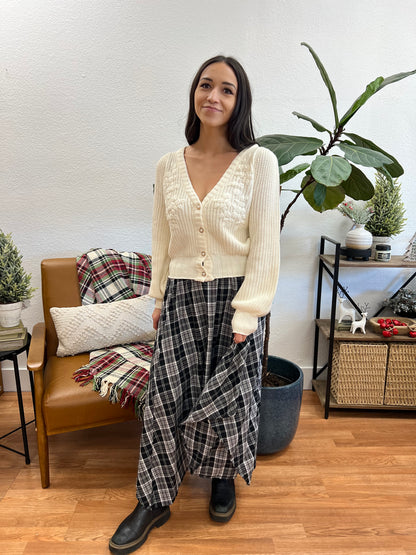 Plaid Scarf Hem Skirt