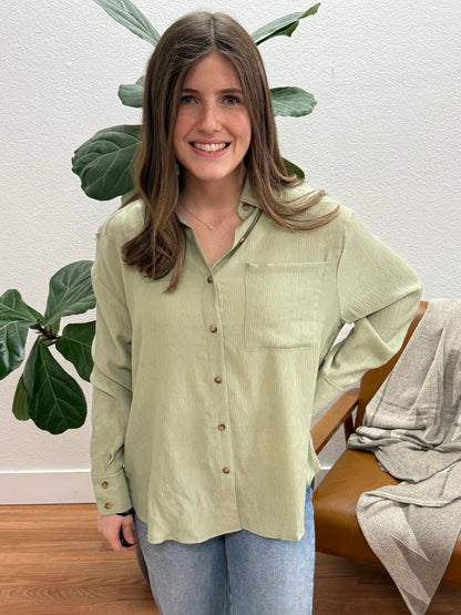 Olive Textured Button Down