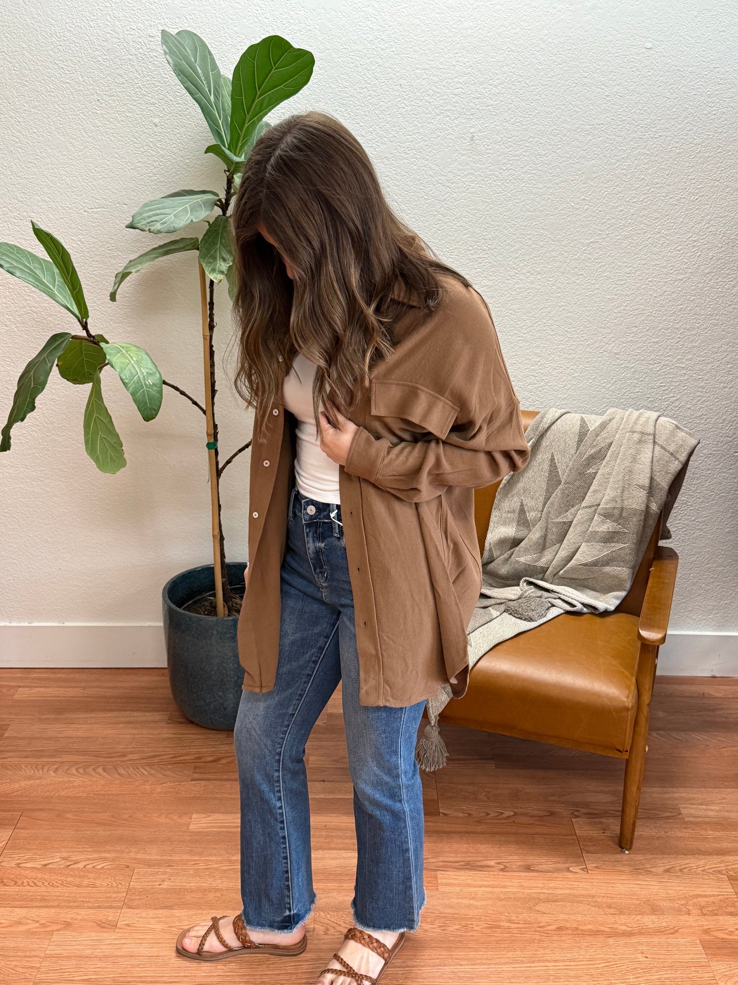 Brown Oversized Button Up