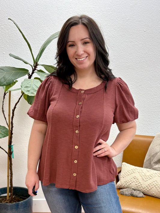 Marsala Button Up Top