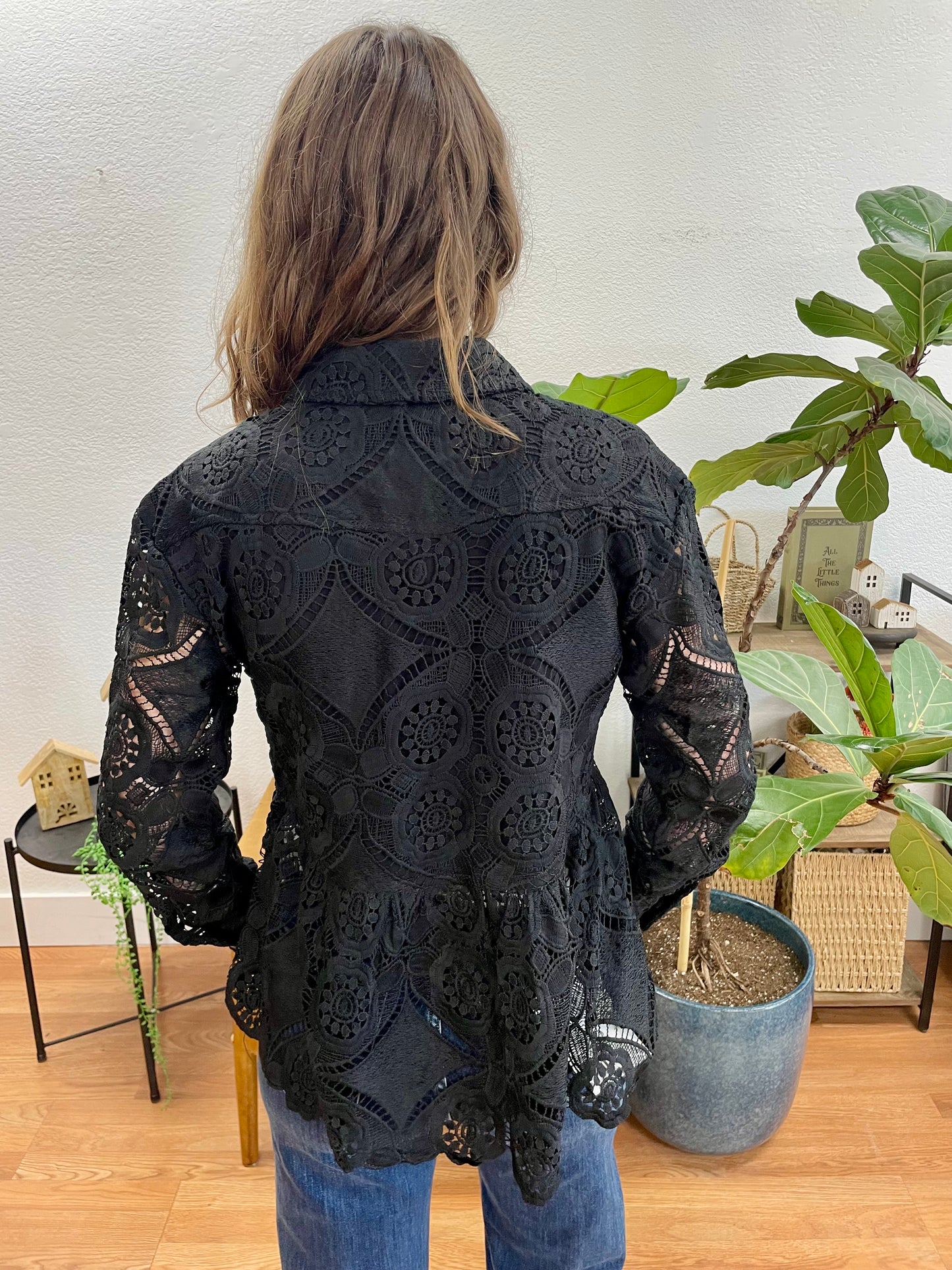 Black Lace Peplum Jacket