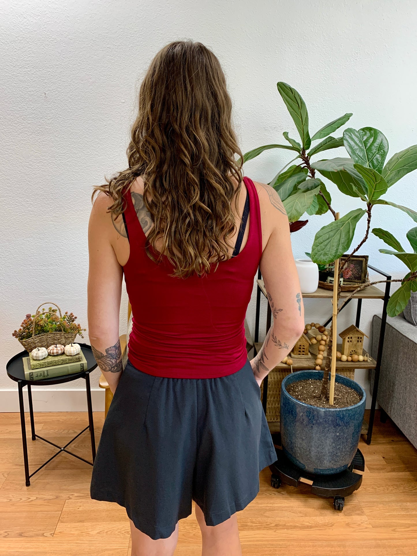 Wine Double Layer Rayon Tank
