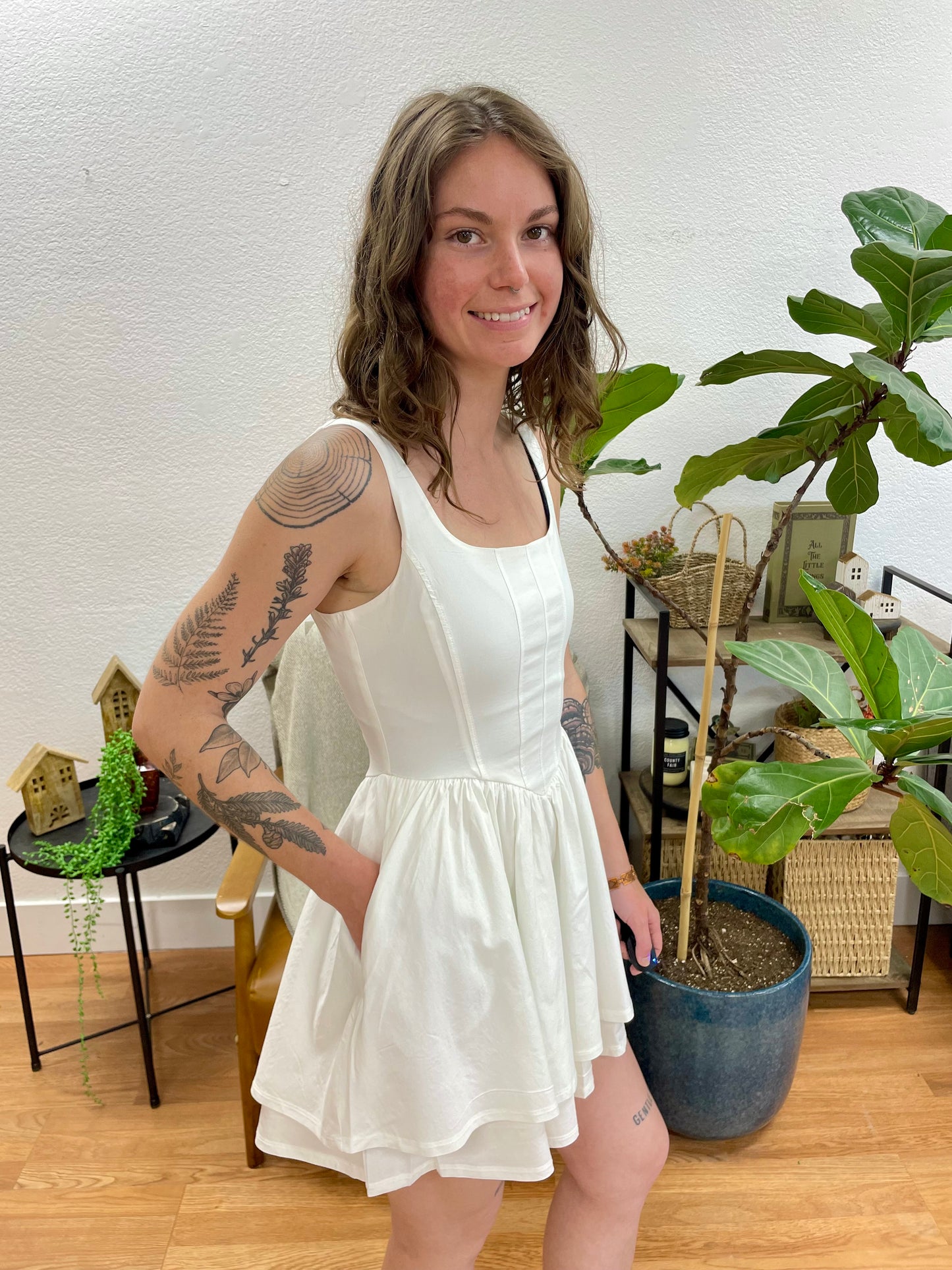 Off White A Line Mini Dress