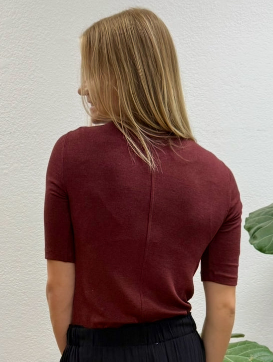 Burgundy Modal Ribbed Top