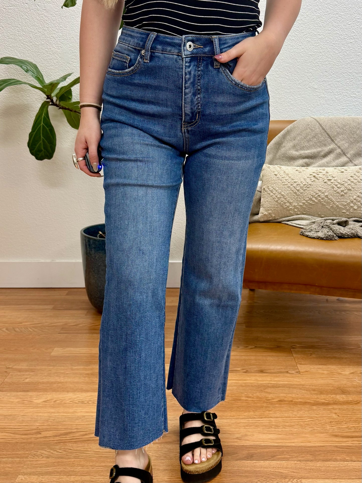 Polynesian Blue High Rise Wide Leg Jeans