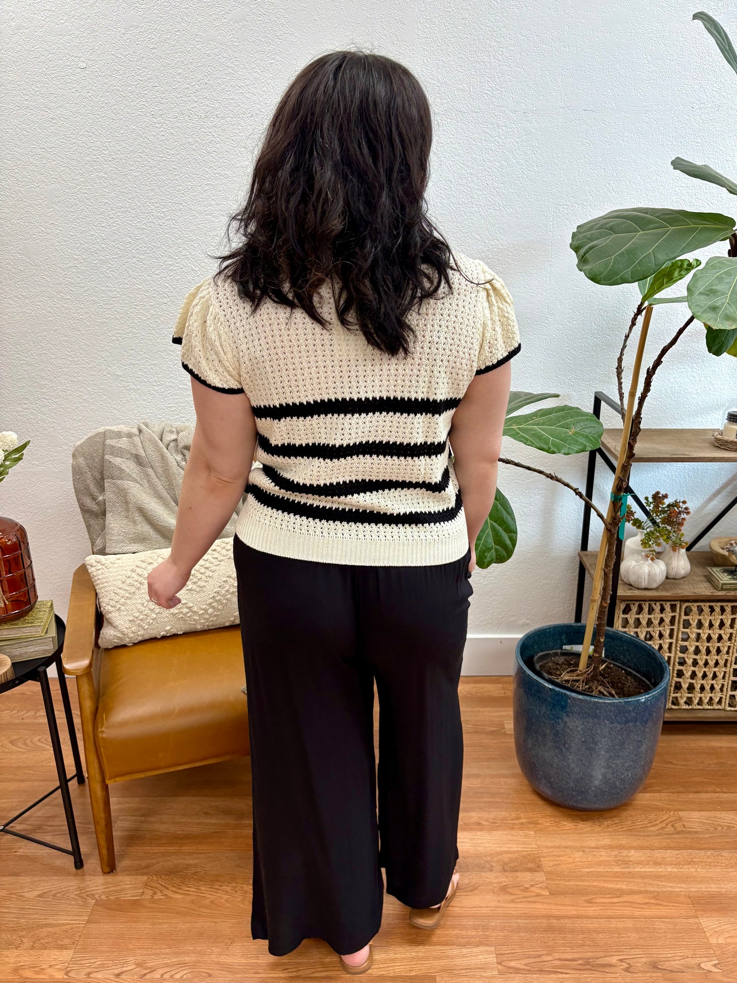 Black High Waist Woven Pants