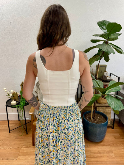 White Corset Style Tank