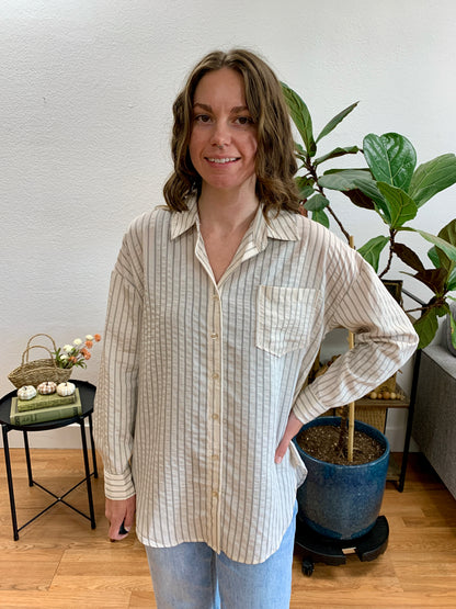 Khaki Striped Long Sleeve Shirt