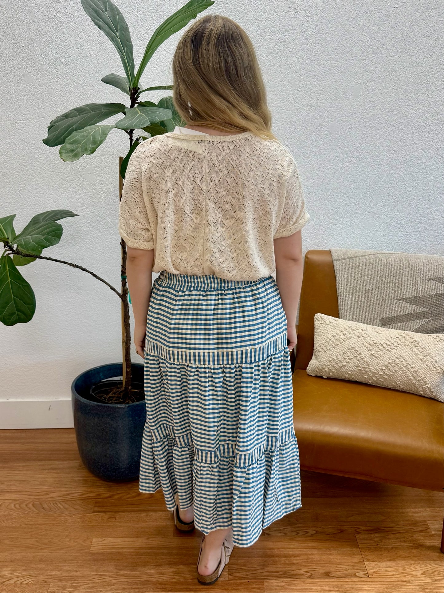 Blue Gingham Maxi Skirt