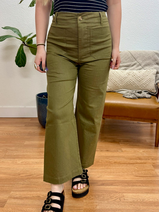 Olive Ankle Cropped Pants