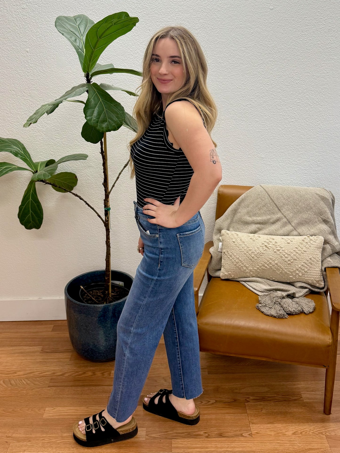 Polynesian Blue High Rise Wide Leg Jeans