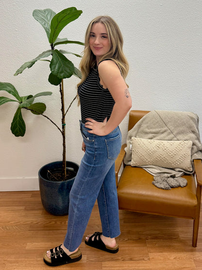 Polynesian Blue High Rise Wide Leg Jeans
