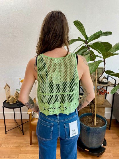 Sage Crochet Floral Vest