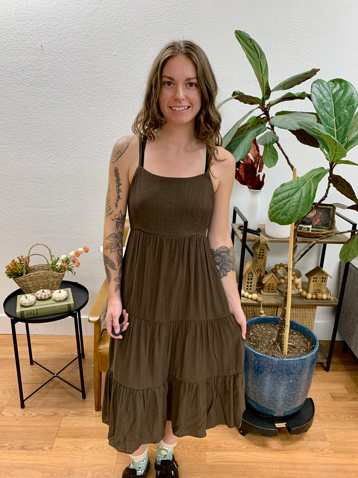 Chocolate Everyday Tiered Midi Dress