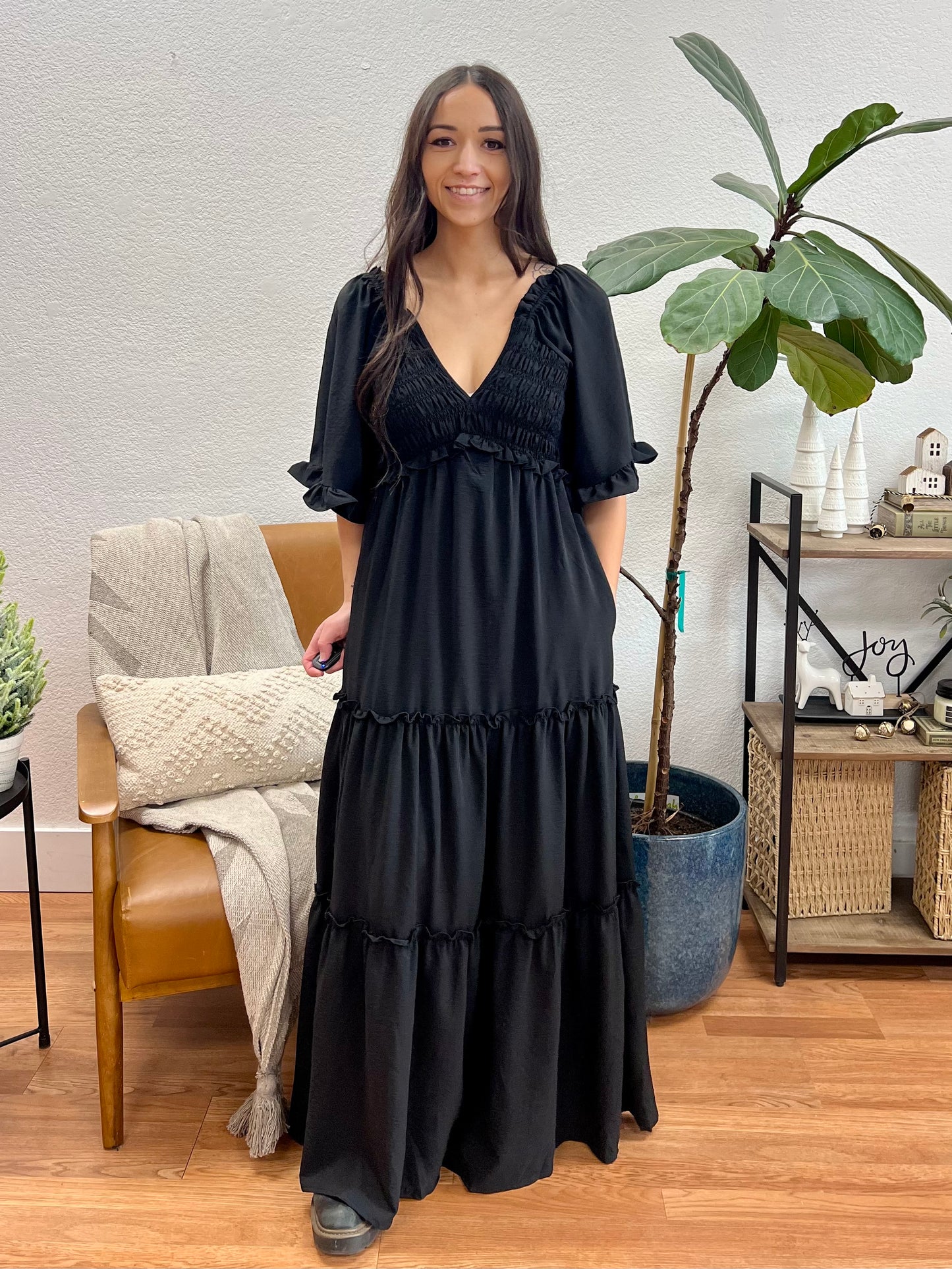 Black Bell Sleeve Dress