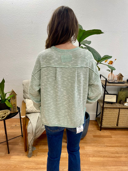 Sage Marled Pullover Top