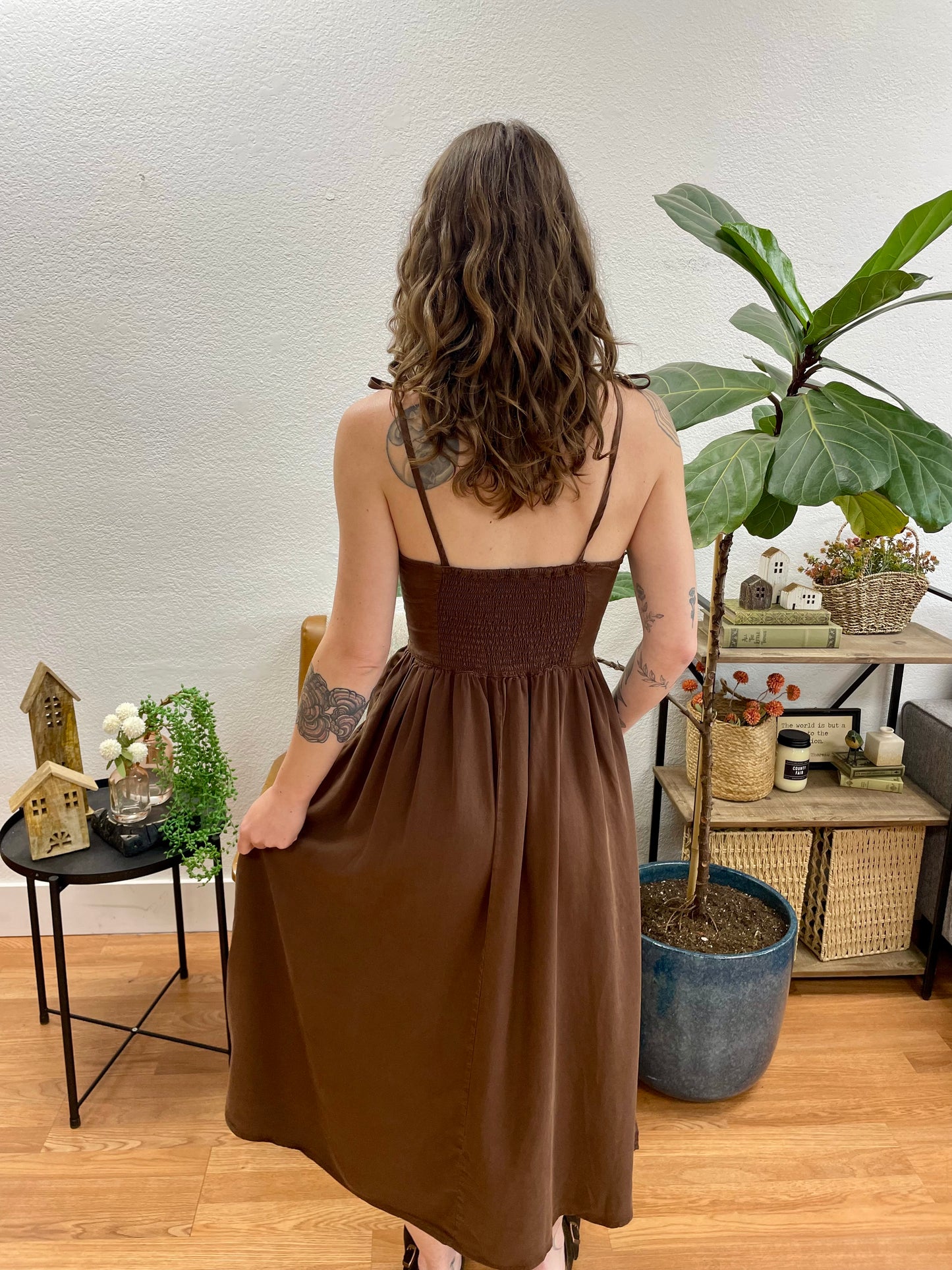 Chocolate Corset Midi Dress