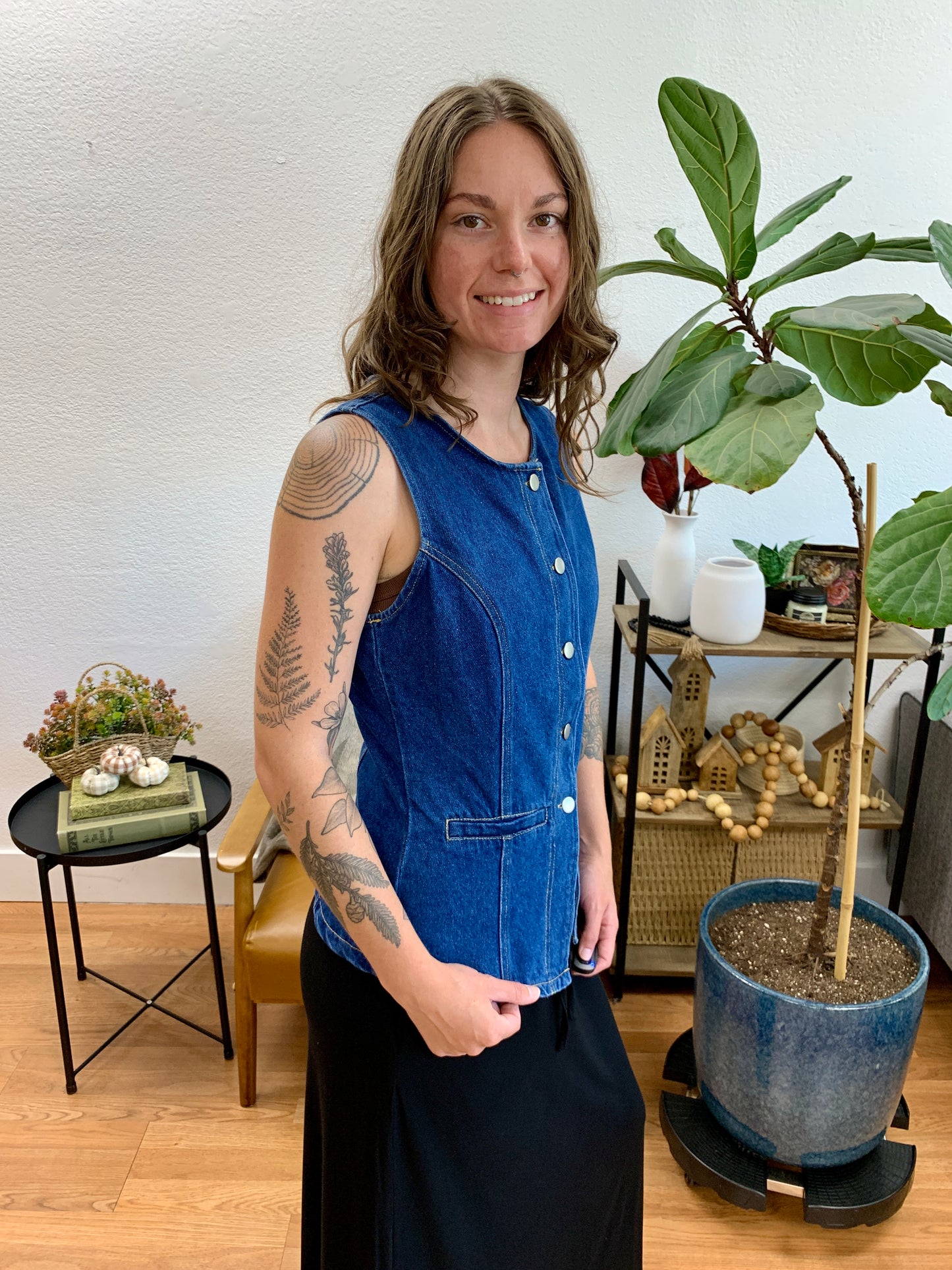 Dark Denim Crew Neck Vest