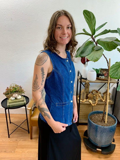 Dark Denim Crew Neck Vest