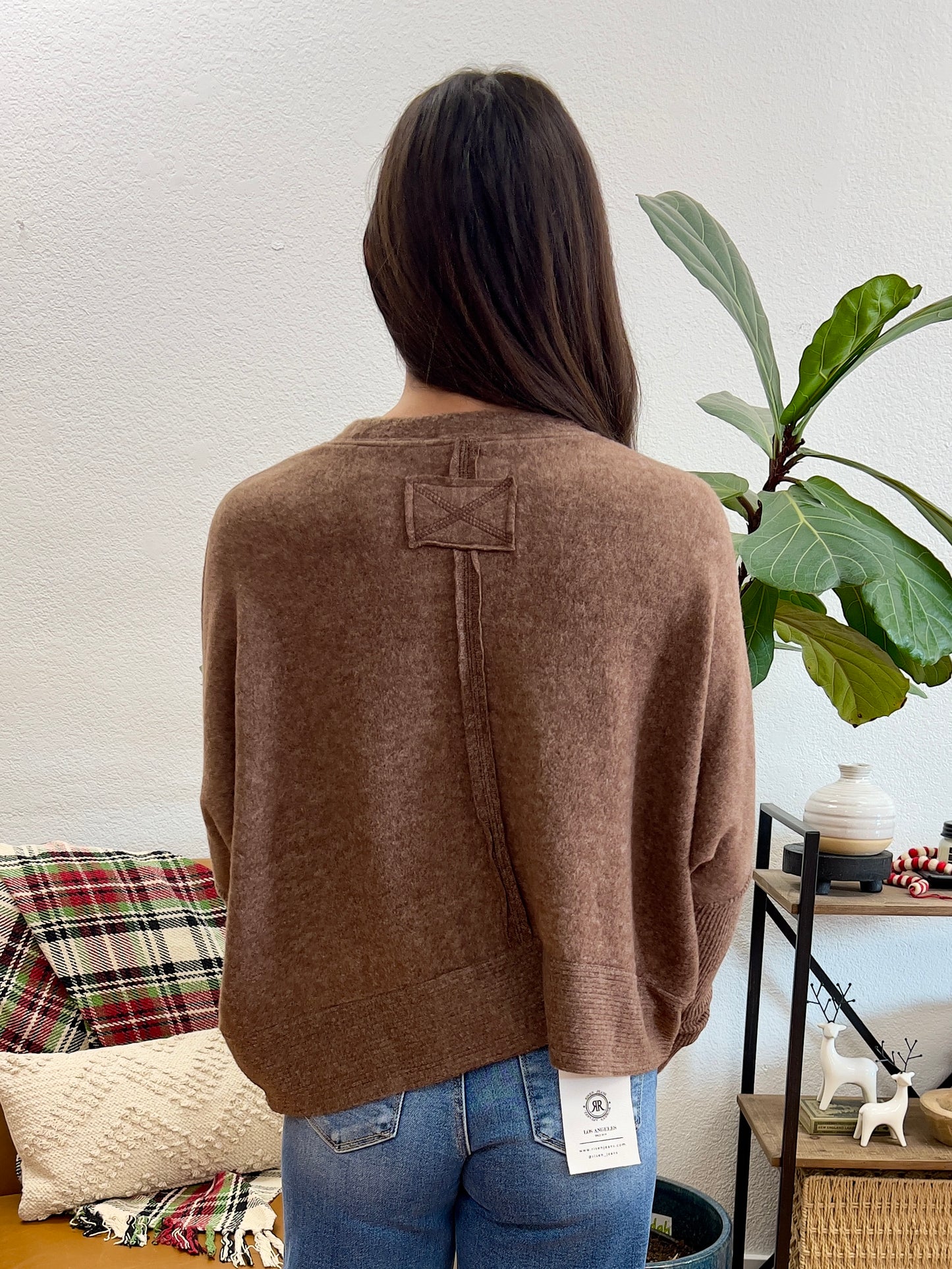 Brown Brushed Dolman Sweater