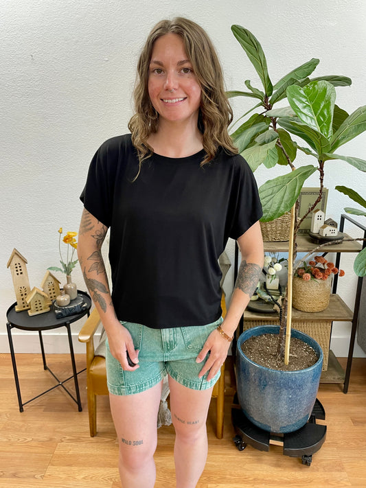 Black Soft Dolman Tee