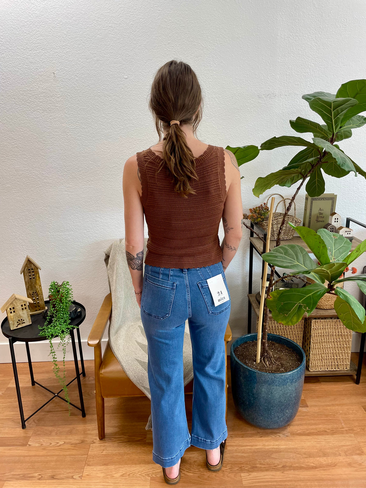 Mica Bleu De France Wide Leg Crop Jeans