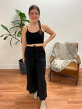 Black Raw Hem Pants
