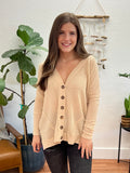 Taupe Thermal Button Cardigan