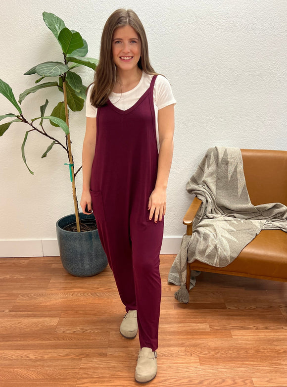 Plum Relaxed Jersey Jumpsuit