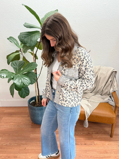 Blue/Grey Leopard Mix Jacket