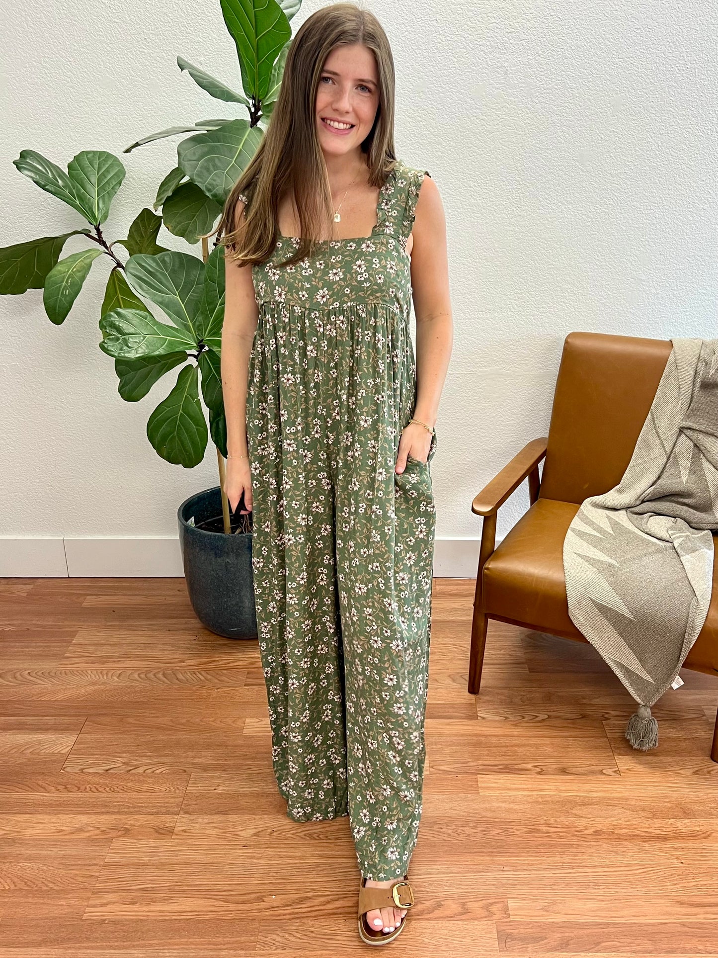 Olive Comfy Wide Leg Jumpsuit