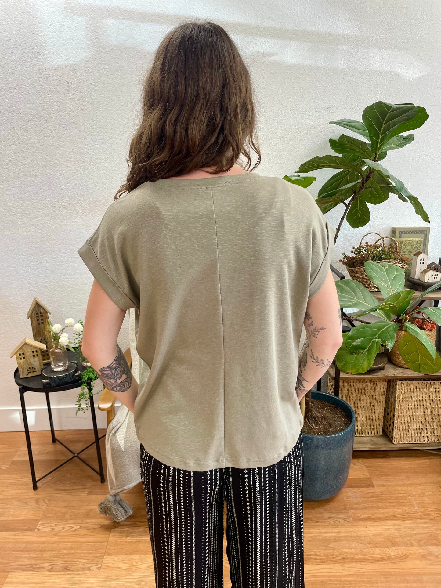 Mushroom Modal Rolled Sleeve Tee