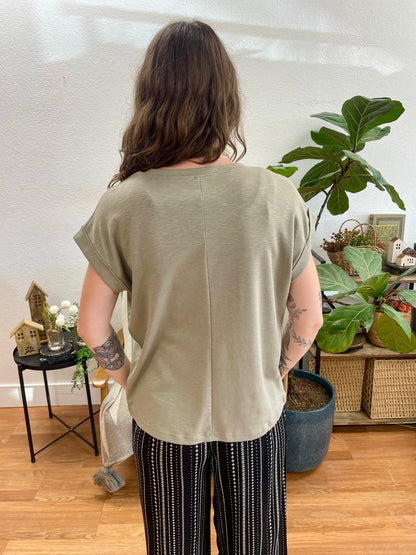 Mushroom Modal Rolled Sleeve Tee