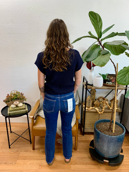 Risen High Rise Crop Straight Jeans