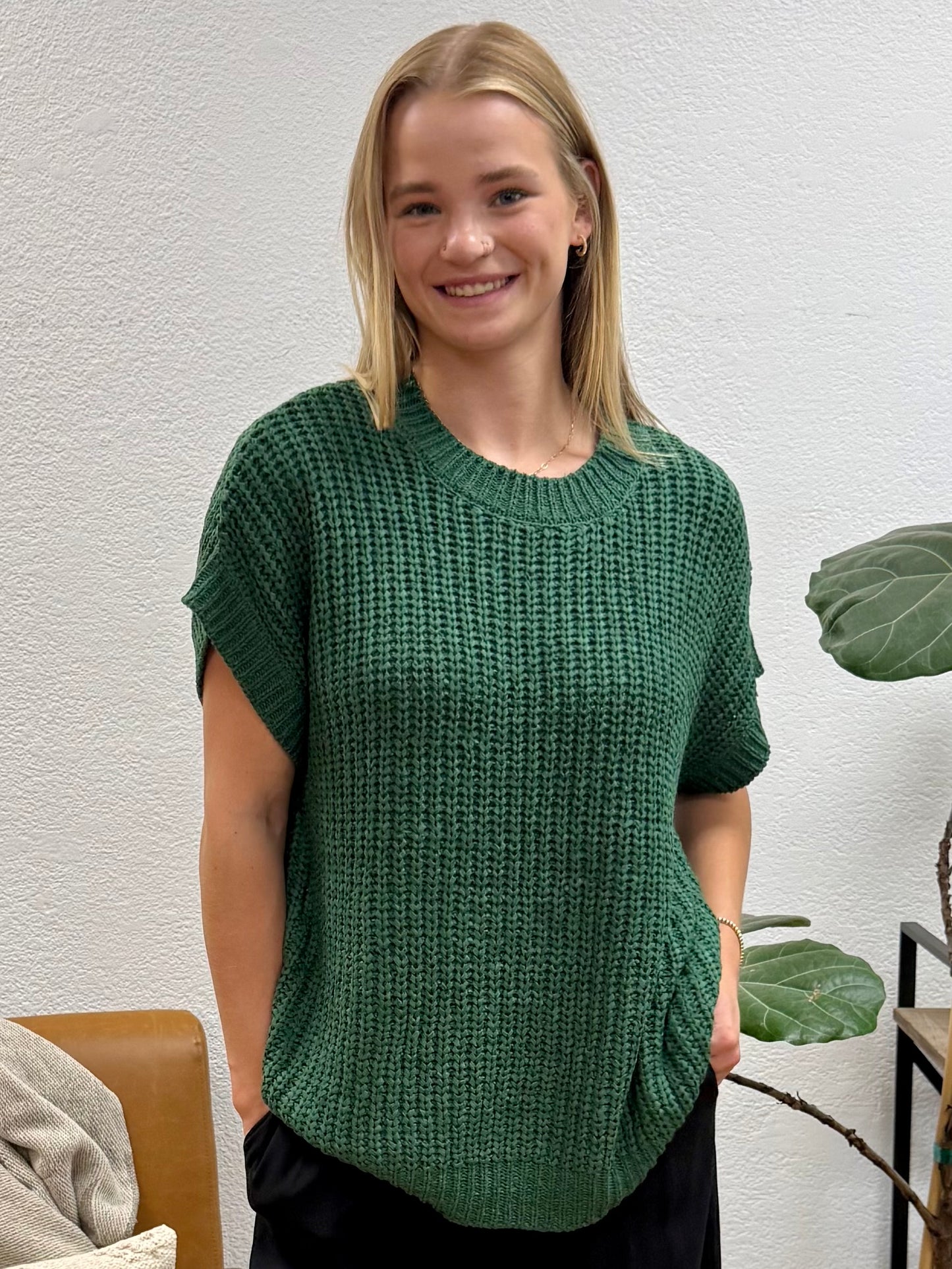 Dark Green Round Neck Sweater