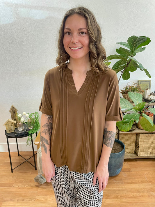 Coffee Pintuck Top