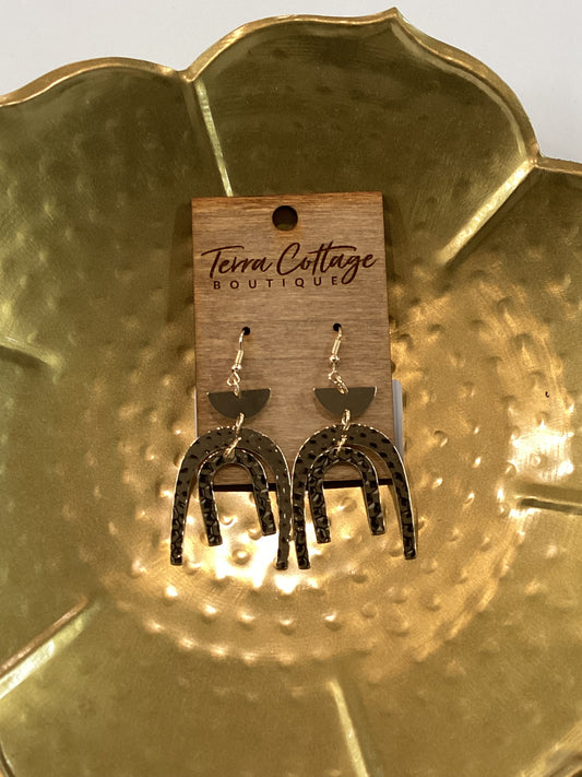 Gold Hammered Double Arch Earrings