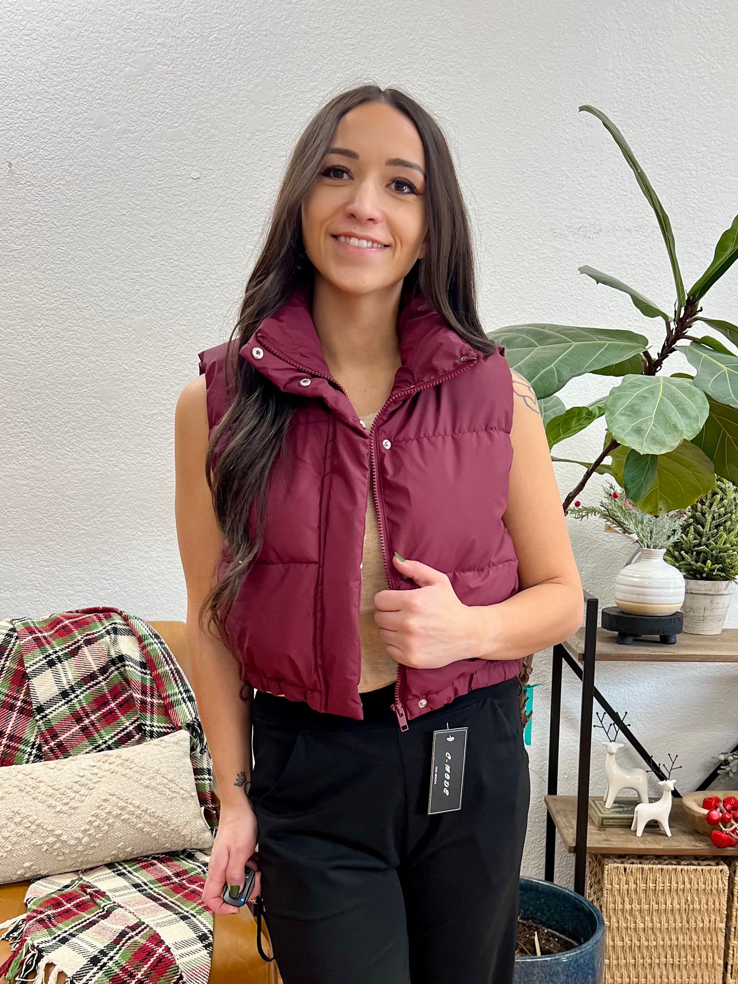 Burgundy Puffer Vest